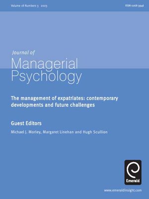 cover image of Journal of Managerial Psychology, Volume 18, Issue 3